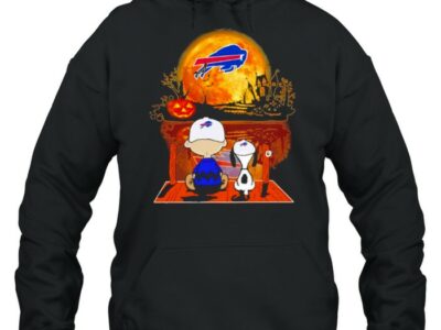 snoopy and charlie brown pumpkin buffalo bills halloween moon shirt unisex hoodie