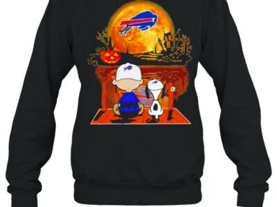snoopy and charlie brown pumpkin buffalo bills halloween moon shirt unisex sweatshirt