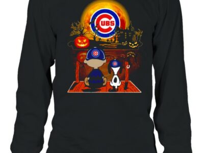 Snoopy and Charlie Brown Pumpkin Chicago Cubs Halloween Moon shirt