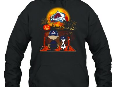 snoopy and charlie brown pumpkin colorado avalanche halloween moon shirt unisex hoodie
