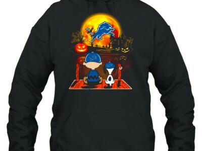 snoopy and charlie brown pumpkin detroit lions halloween moon shirt unisex hoodie