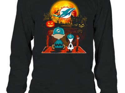 Snoopy and Charlie Brown Pumpkin Miami Dolphins Jackets Halloween Moon shirt