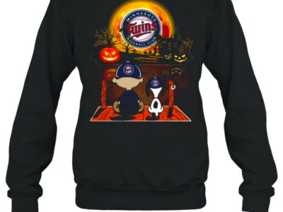 snoopy and charlie brown pumpkin minnesota twins halloween moon shirt unisex sweatshirt