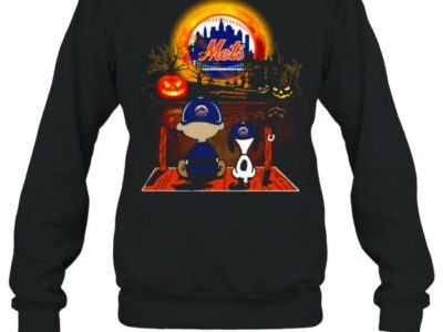 snoopy and charlie brown pumpkin new york mets halloween moon shirt unisex sweatshirt