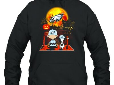 snoopy and charlie brown pumpkin philadelphia eagles halloween moon shirt unisex hoodie