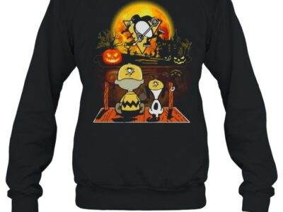 snoopy and charlie brown pumpkin pittsburgh penguins halloween moon shirt unisex sweatshirt