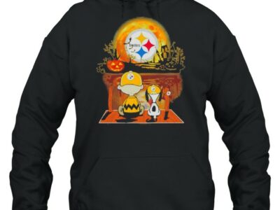 snoopy and charlie brown pumpkin pittsburgh steelers halloween moon shirt unisex hoodie