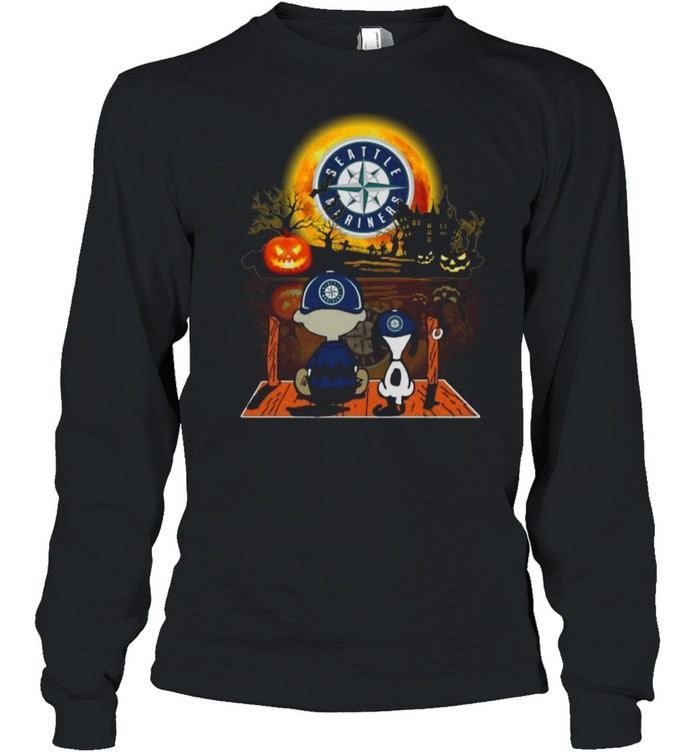 Snoopy and Charlie Brown Pumpkin Seattle Mariners Halloween Moon shirt Snoopy and Charlie Brown Pumpkin Seattle Mariners Halloween Moon shirt