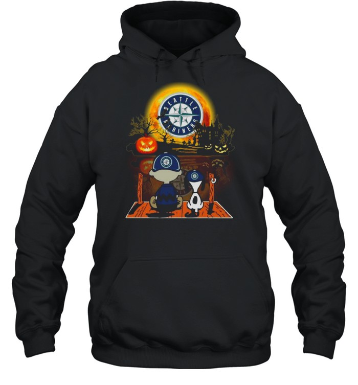 Snoopy and Charlie Brown Pumpkin Seattle Mariners Halloween Moon shirt Snoopy and Charlie Brown Pumpkin Seattle Mariners Halloween Moon shirt
