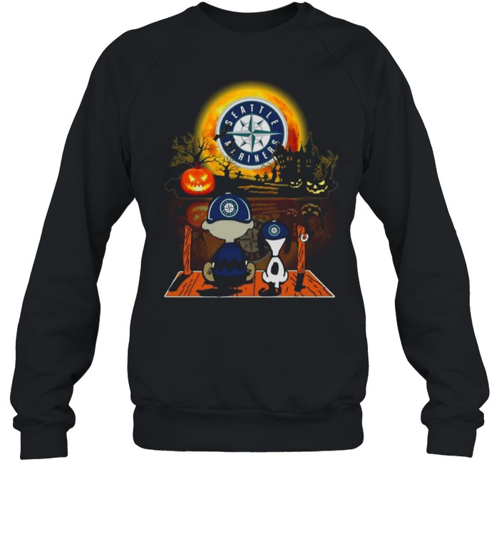 Snoopy and Charlie Brown Pumpkin Seattle Mariners Halloween Moon shirt Snoopy and Charlie Brown Pumpkin Seattle Mariners Halloween Moon shirt