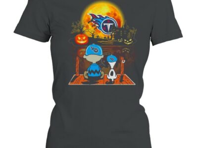 snoopy and charlie brown pumpkin tennessee titans halloween moon shirt classic womens t shirt