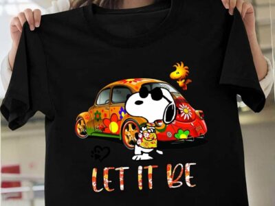 Snoopy, WoodStock And Colorful Car Let It Be  T-Shirt