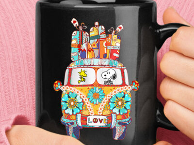 Snoopy And Woodstock Vacation Love And Peace Van Mug