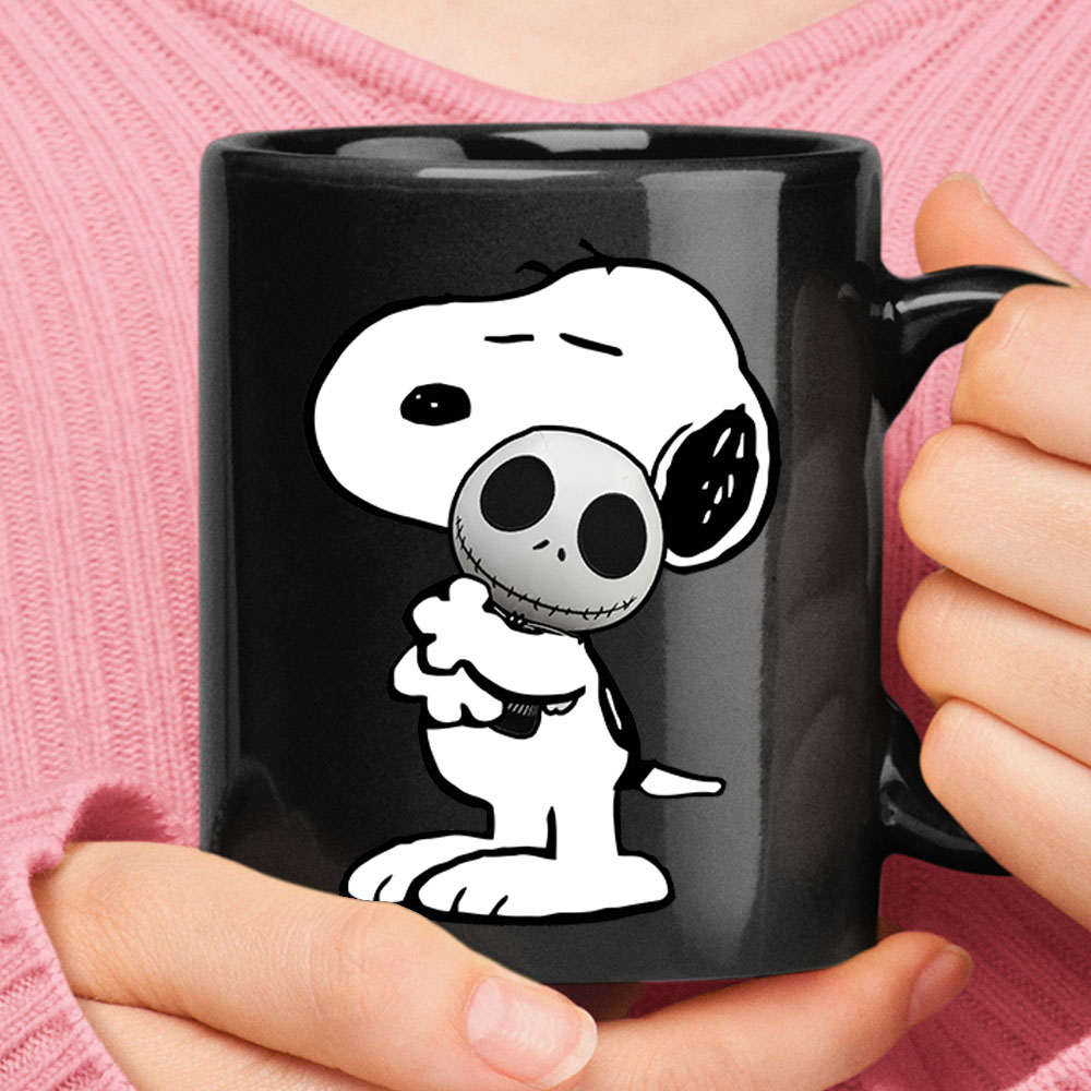 Snoopy Hugging Jack Skellington Doll Mug