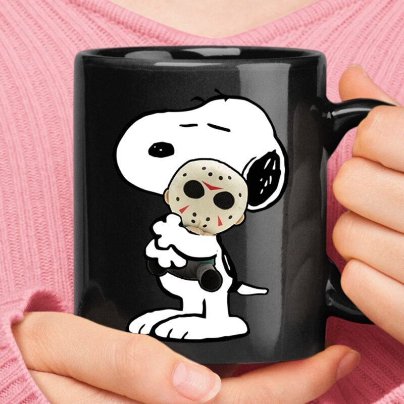Snoopy Hugging Jason Voorhees Friday 13th Mug