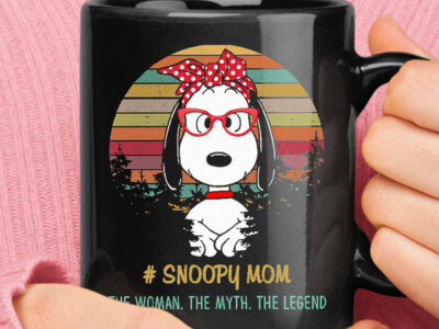 Snoopy Mom The Woman The Myth The Legend Vintage Black Mug