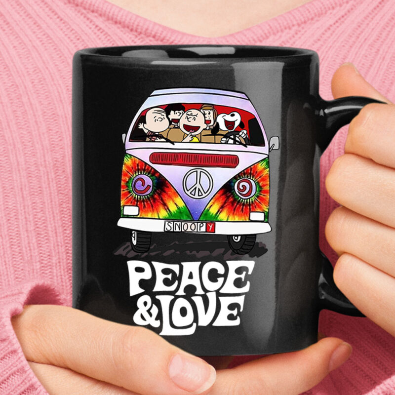 The Peanuts Love And Peace Van Snoopy Hippie Mug