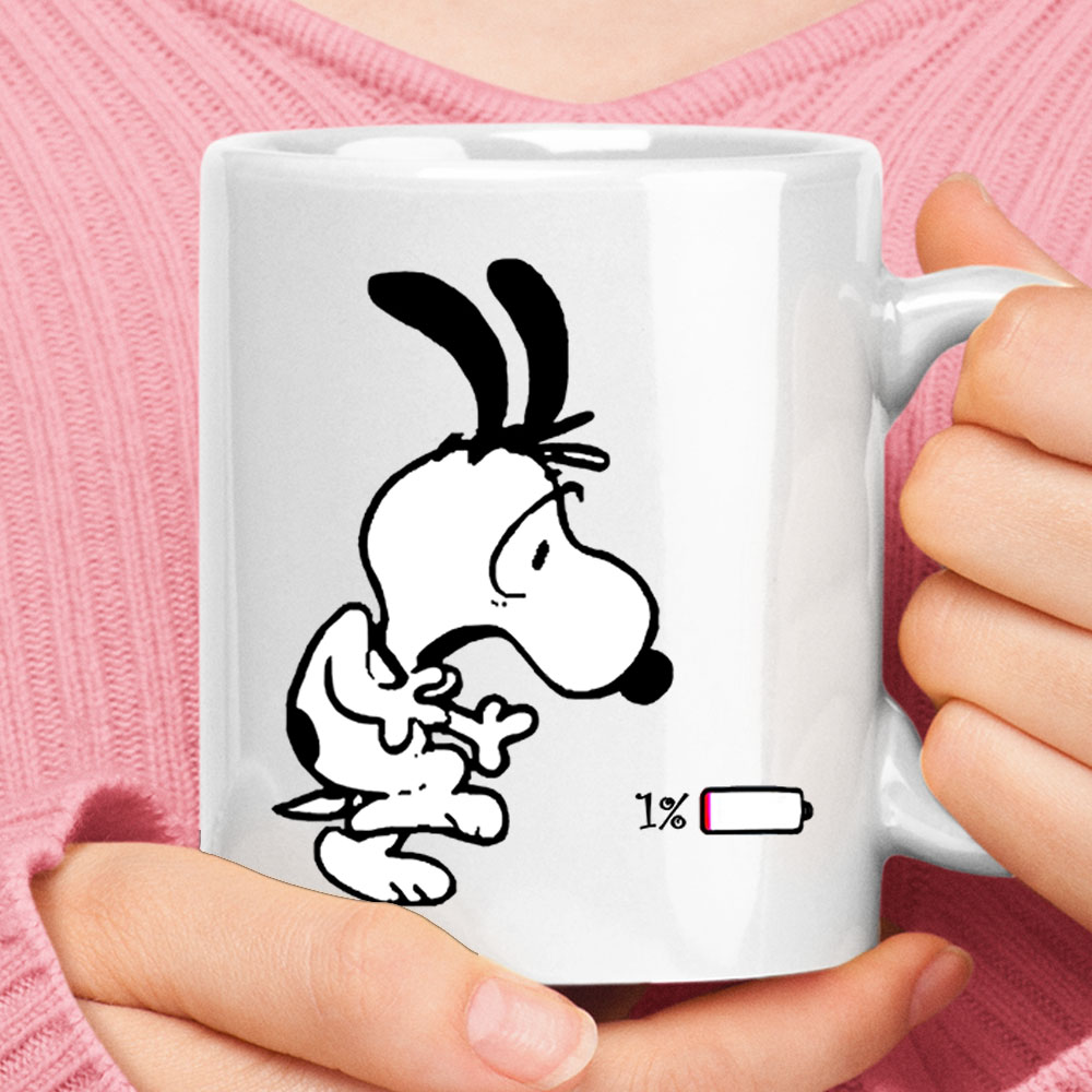What Scares Snoopy 1% Battery Left Mug