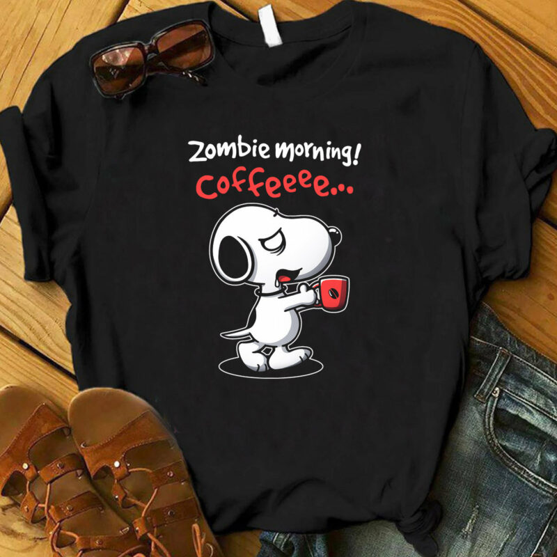 Zombie Morning Snoopy Shirt, Funny Snoop Shirt, Cute Coffee Lover Shirt, Peanuts T-Shirt, Charlie Brown Shirt, Women’s Coffee Sweatshirts