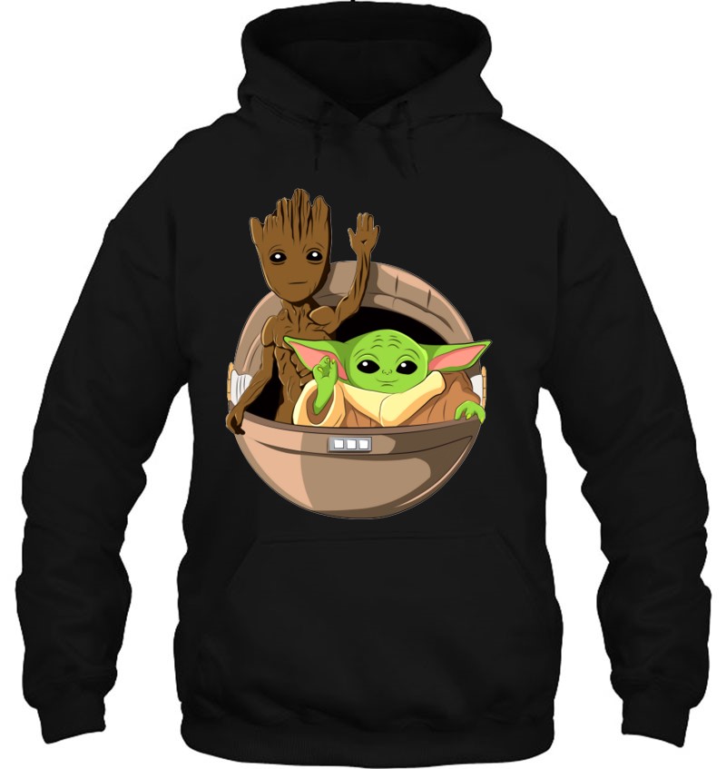 Cute Waving Baby Groot Baby Yoda In Hover Pram Gift Star Wars Guardians Of The Galaxy