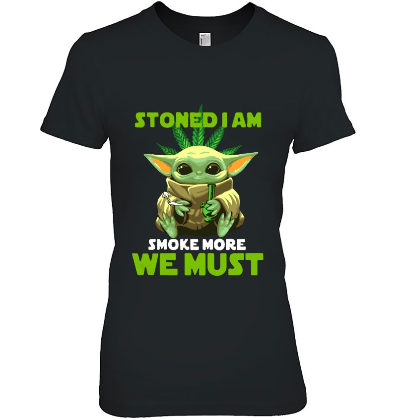 Stoned I Am Smoke More We Must Smoking Baby Yoda Weed Leaf Glass Bong