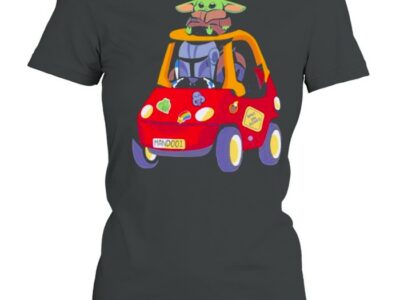 Baby on board the mandalorian driving car yoda shirt