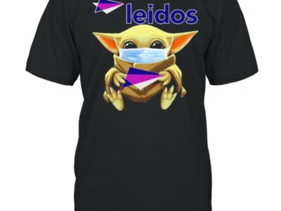 Baby Yoda face mask hug Leidos shirt