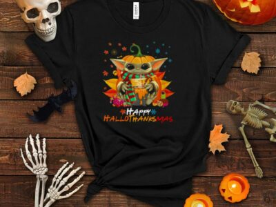 Baby Yoda Hug Pumpkin Happy Hallothanksmas Shirt