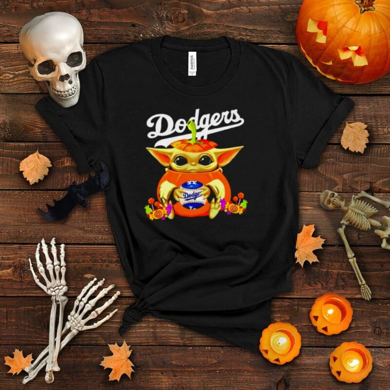 Baby Yoda pumpkin Dodgers fan shirt