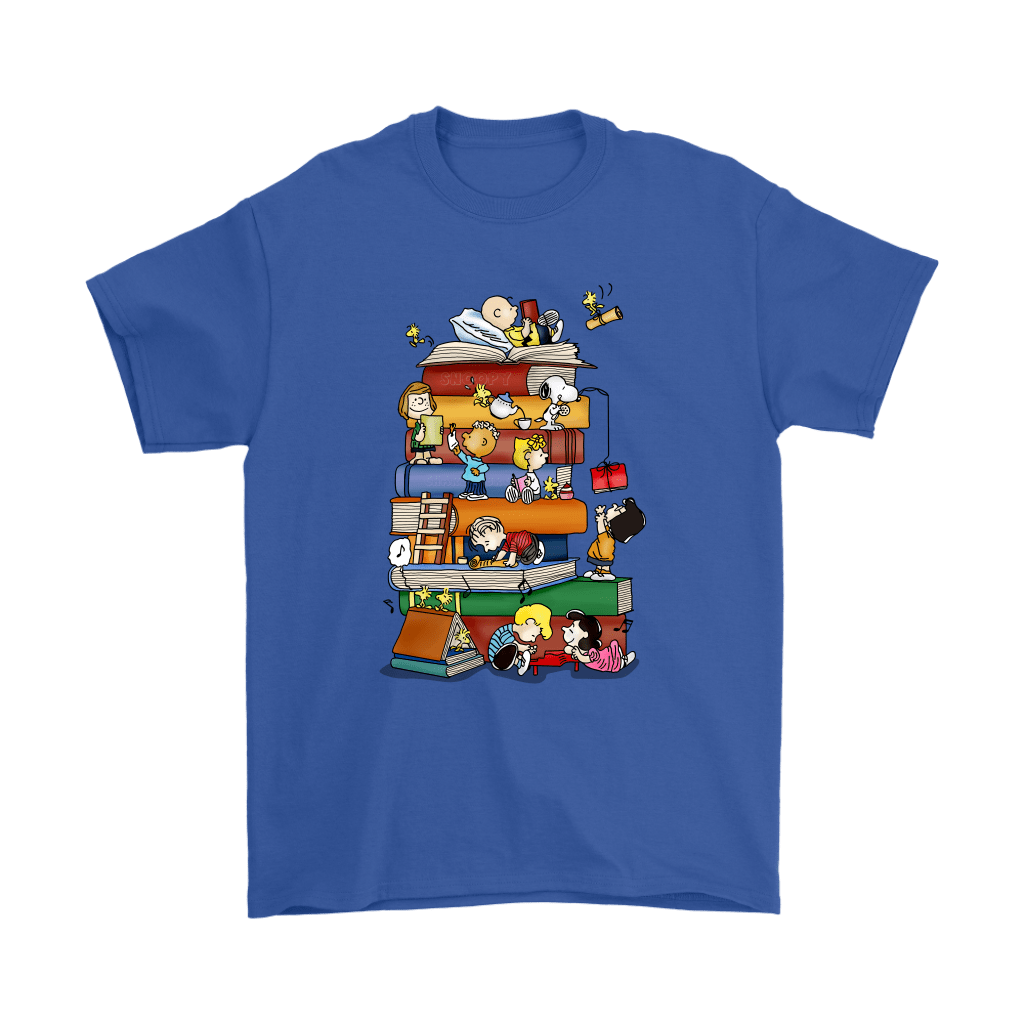 The Peanuts Build A Tower With Books Snoopy Shirts