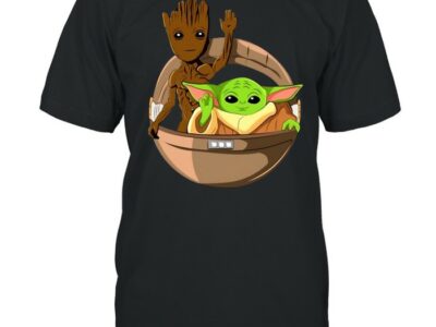 Cute-Waving-Baby-Groot-Baby-Yoda-In-Hover-Pram-Gift-Star-Wars-Guardians-Of-The-Galaxy-Shirt-Classic-Mens-T-shirt.jpg