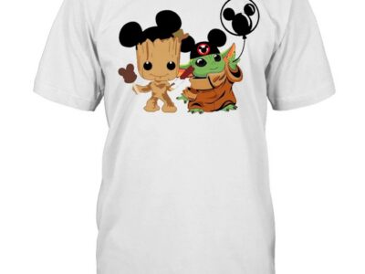 Friends Baby Yoda And Baby Groot Mickey Balloon shirt