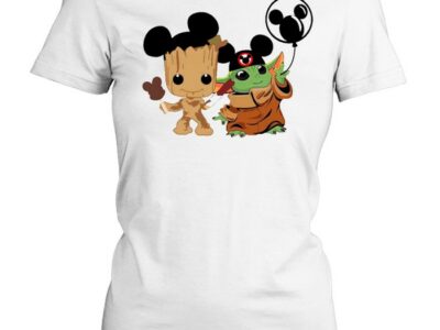 Friends Baby Yoda And Baby Groot Mickey Balloon shirt