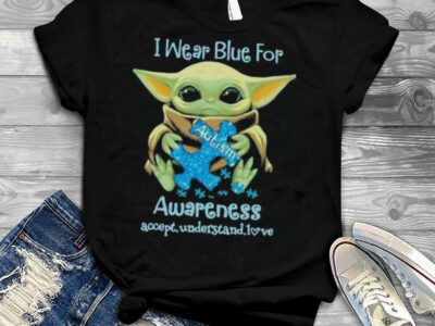 I Wear Blue For Awareness Accept Understand Love Baby Yoda Shirt