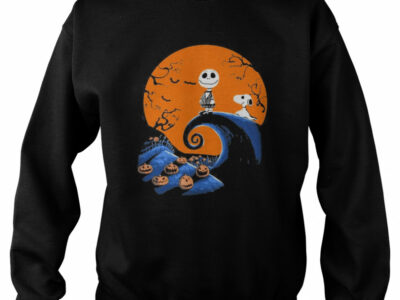 Snoopy and Leatherface pumpkin halloween sweatshirt