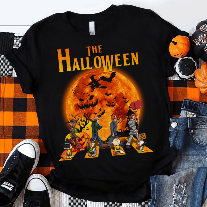 The Halloween Horror Movie And Peanuts Snoopy Red Moon T Shirt