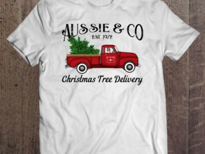 Aussie Australian Shepherd Dog Christmas Tree Antique Truck Classic