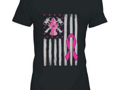 Firefighter Breast Cancer Awareness Month Us Flag