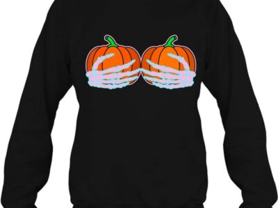halloween boob skeleton hand pumpkin boobs funny women