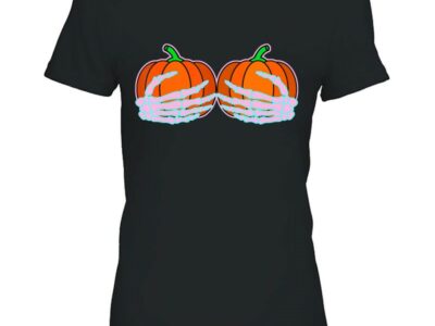 Halloween Boob, Skeleton Hand Pumpkin Boobs, Funny Women