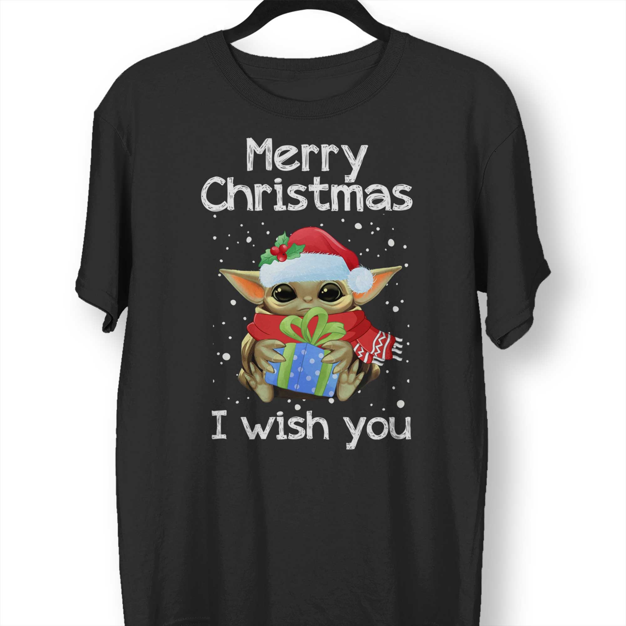 I Wish You Merry Chirstmas Cute Baby Yoda Shirt