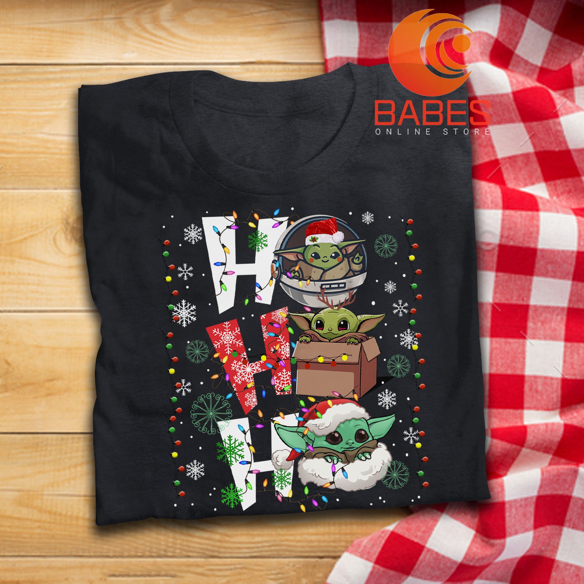 Funny Baby Yoda Ho Ho Ho Merry Christmas Shirt