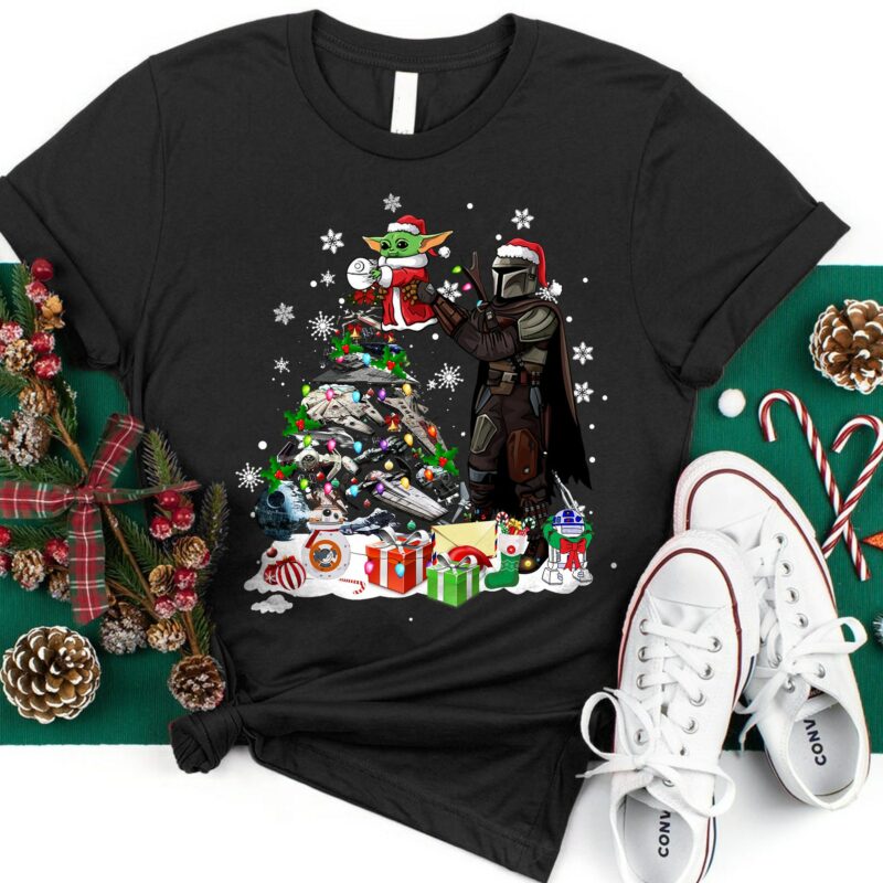 Cute baby Yoda Christmas shirt, Christmas gifts, Merry Christmas 2021 shirt, The Mandalorian Xmas tee