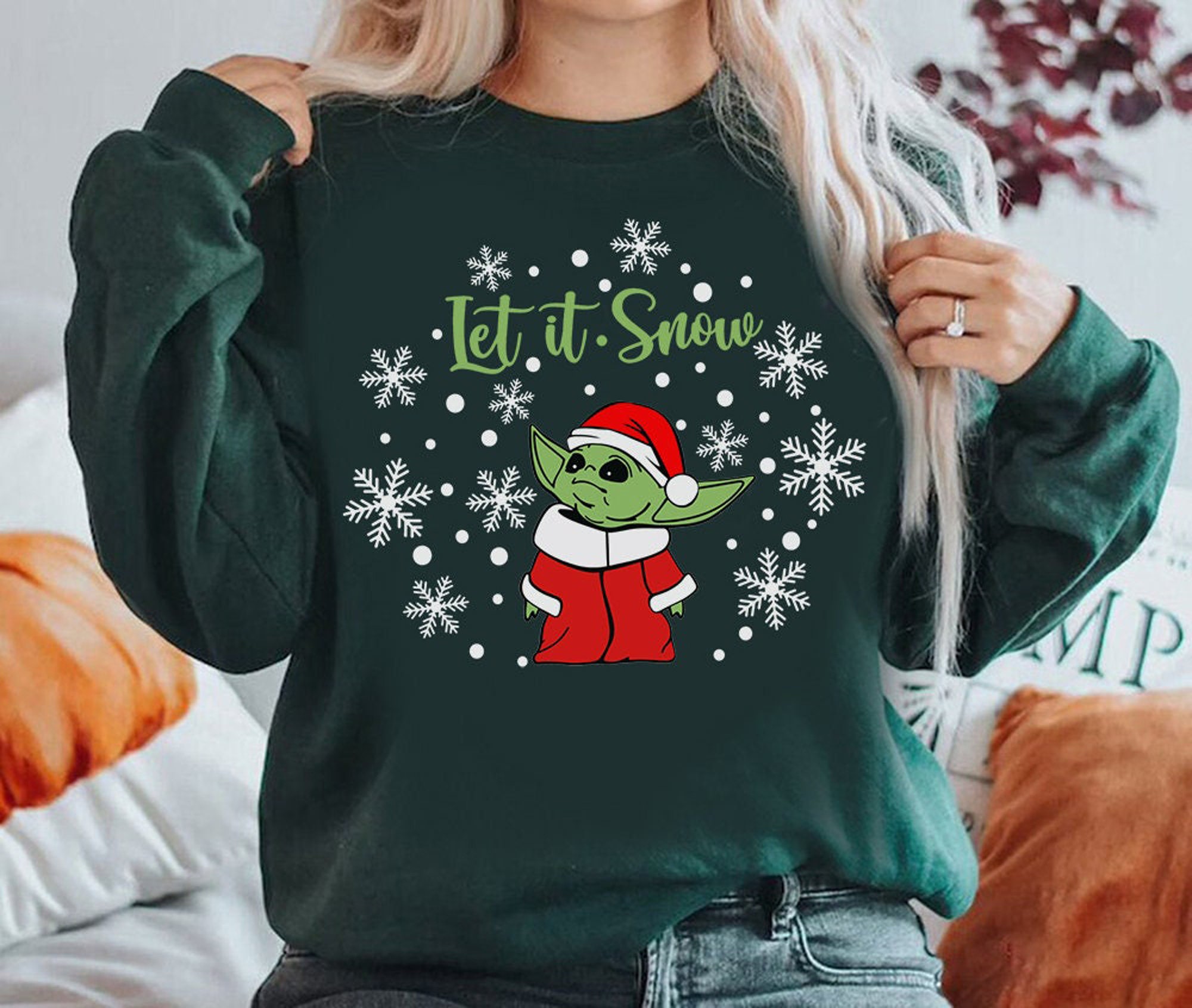 Let it Snow Baby Yoda Santa Claus Christmas Shirt