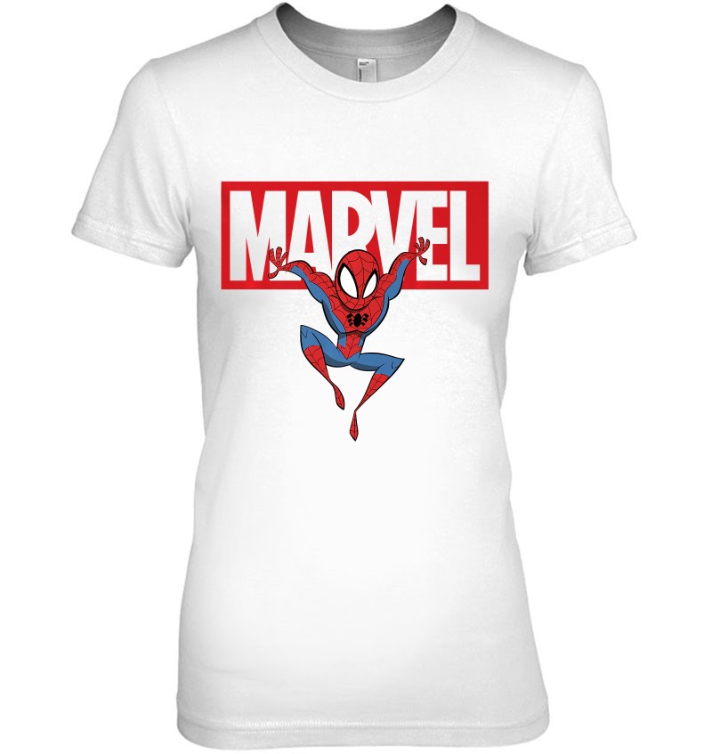 Marvel Spider-Man Chibi Action Pose Logo Outline Premium