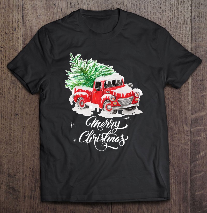 Red Truck Pick Up Christmas Tree Vintage Retro
