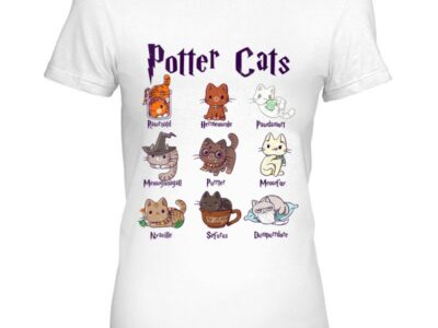 Womens Potter Cats Cute Harry Pawter Kitten Gift For Girls V-Neck