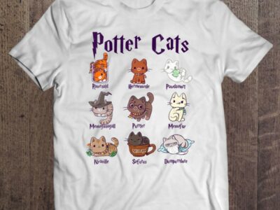 Womens Potter Cats Cute Harry Pawter Kitten Gift For Girls V-Neck