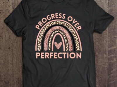 Womens Progress Over Perfection Motivational Back To School Teacher Quotes V-Neck