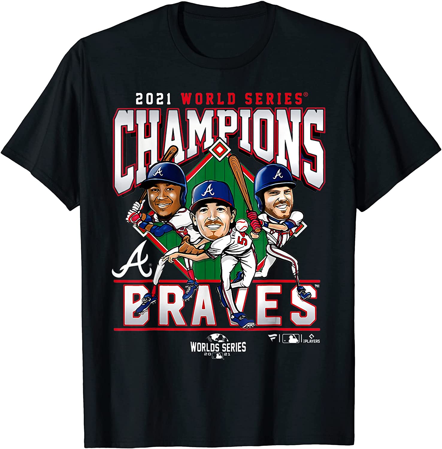 Atlanta Braves World Series Championship Player Graphic T-Shirt 100% Cotton